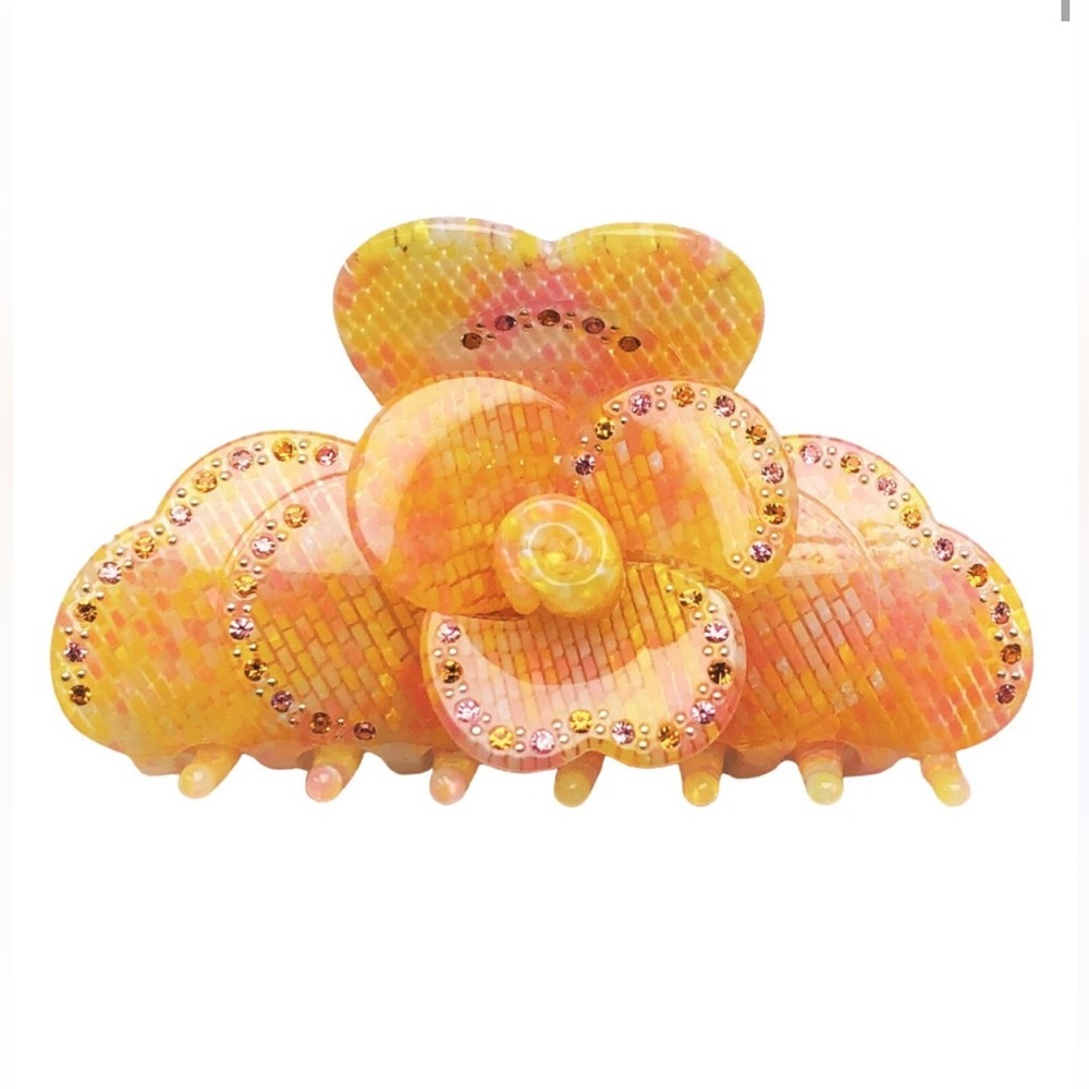 Tort Hairwear claw clip yellow and pink floral